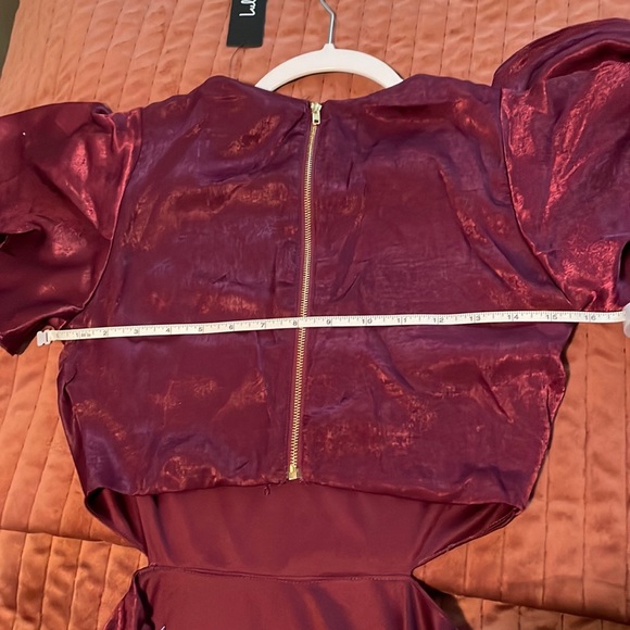 Lulus Garden Bliss Burgundy Satin Cutout Maxi Dress - Picture 9 of 9